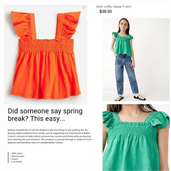 CREWCUTS RUFFLE SLEEVE TOP - Picture 12 of 13